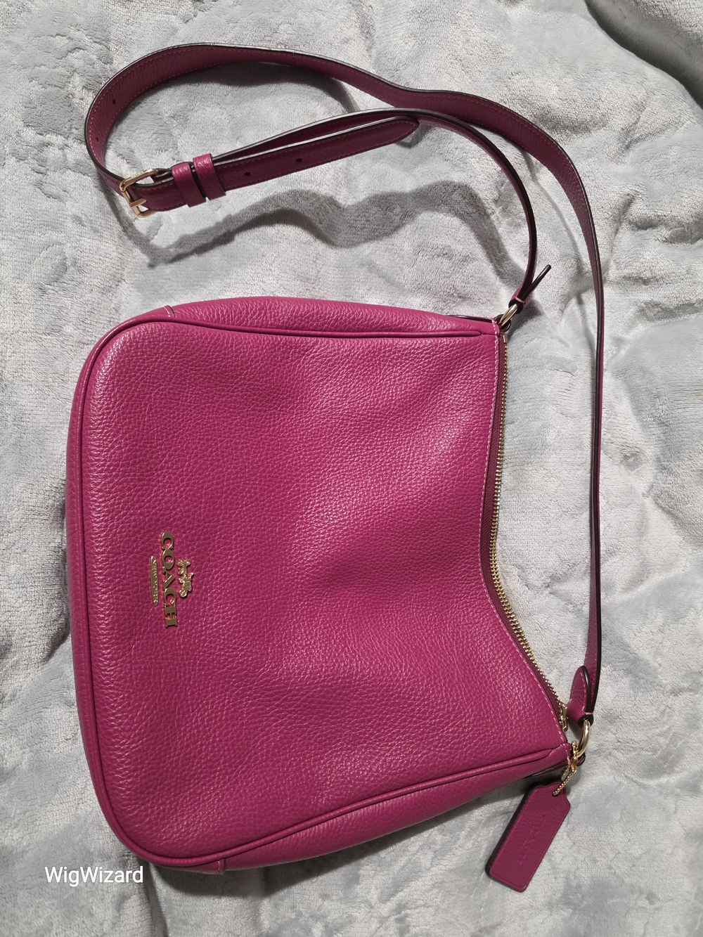 Coach Pebbled Leather Crossbody Bag In Vibrant Pink